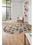 Etnik Baskılı Kaymaz Taban Yıkanabilir Modern Oval Yolluk Salon Halısı O-Modern-99-Kahve 2