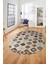 Etnik Baskılı Kaymaz Taban Yıkanabilir Modern Oval Yolluk Salon Halısı O-Modern-99-Kahve 3