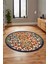 Modern Klasik Desen Dijital Kaymaz Yıkanabilir Yuvarlak Mutfak Salon Halısı Y-Modern-32-Renkli 5