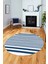 Baskılı Kaymaz Yıkanabilir Sade Modern Yuvarlak Mutfak Halısı Salon Halısı Y-Modern-63-Mavi 2