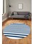 Baskılı Kaymaz Yıkanabilir Sade Modern Yuvarlak Mutfak Halısı Salon Halısı Y-Modern-63-Mavi 4