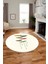 Baskılı Kaymaz Taban Yıkanabilir Modern Yuvarlak Mutfak Salon Halısı Y-MODERN-112-KREM 2