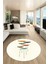 Baskılı Kaymaz Taban Yıkanabilir Modern Yuvarlak Mutfak Salon Halısı Y-MODERN-112-KREM 3