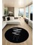 Baskılı Kaymaz Taban Yıkanabilir Modern Yuvarlak Mutfak Salon Halısı Y-MODERN-112-SİYAH 3