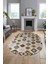 Etnik Baskılı Kaymaz Taban Yıkanabilir Modern Oval Yolluk Salon Halısı O-Modern-99-Kahve 5
