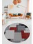 Baskılı Kaymaz Yıkanabilir Yuvarlak Mutfak Halısı Salon Halısı Y-Modern-47-Bordo 1