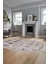 Modern Etnik Desen Dijital Kaymaz Yıkanabilir Oval Yolluk Mutfak Salon Halısı O-Modern-29-Gri 3
