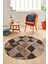 Baklava Desen Baskılı Kaymaz Taban Yıkanabilir Modern Yuvarlak Salon Halısı Y-MODERN-103-KAHVE 5