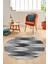 Renkli Desen Baskılı Kaymaz Taban Yıkanabilir Modern Yuvarlak Salon Halısı Y-MODERN-104-GRİ 5