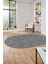 Kilim Desen Baskılı Kaymaz Taban Yıkanabilir Modern Oval Yolluk Salon Halısı O-MODERN-108-GRİ 1