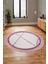 Renkli Modern Kilim Desen Kaymaz Yıkanabilir Yuvarlak Mutfak Salon Halısı Y-Modern-76-Pembe 2