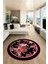 Çiçek Desenli Dijital Kaymaz Yıkanabilir Yuvarlak Mutfak Salon Halısı Y-Modern-16-Pembe 1