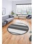 Modern Kilim Desenli Dijital Kaymaz Yıkanabilir Yuvarlak Mutfak Salon Halısı Y-Modern-18-Beyaz 4