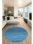 Modern Kilim Desenli Dijital Kaymaz Yıkanabilir Yuvarlak Mutfak Salon Halısı Y-Modern-17-Mavi 1