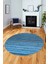 Modern Kilim Desenli Dijital Kaymaz Yıkanabilir Yuvarlak Mutfak Salon Halısı Y-Modern-17-Mavi 5