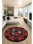 Modern Çiçek Desenli Dijital Kaymaz Yıkanabilir Yuvarlak Mutfak Salon Halısı Y-Modern-21-Bordo 1