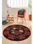 Modern Çiçek Desenli Dijital Kaymaz Yıkanabilir Yuvarlak Mutfak Salon Halısı Y-Modern-21-Bordo 2