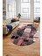 Modern Göbekli Desen Dijital Kaymaz Yıkanabilir Oval Yolluk Mutfak Salon Halısı O-Modern-33-Pembe 3