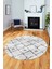 Baskılı Kaymaz Yıkanabilir Kilim Desen Yuvarlak Mutfak Halısı Salon Halısı Y-Modern-57-Gri 3