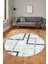 Sade Desen Modern Tasarım Kaymaz Yıkanabilir Yuvarlak Mutfak Salon Halısı Y-Modern-80-Mavi 3