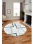 Sade Desen Modern Tasarım Kaymaz Yıkanabilir Yuvarlak Mutfak Salon Halısı Y-Modern-80-Mavi 4
