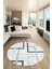 Sade Desen Modern Tasarım Kaymaz Yıkanabilir Yuvarlak Mutfak Salon Halısı Y-Modern-80-Mavi 5