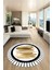 Renkli Modern Desenli Dijital Kaymaz Yıkanabilir Yuvarlak Mutfak Salon Halısı Y-Modern-22-Kahve 1