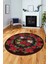 Modern Çiçek Desenli Dijital Kaymaz Yıkanabilir Yuvarlak Mutfak Salon Halısı Y-Modern-21-Bordo 5