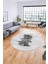 Baskılı Kaymaz Yıkanabilir Modern Yaprak Desen Yuvarlak Salon Halısı Y-Modern-50-Gri 2