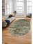 Modern Etnik Desen Dijital Kaymaz Yıkanabilir Oval Yolluk Mutfak Salon Halısı O-Modern-30-Yeşil 4