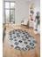 Etnik Baskılı Kaymaz Taban Yıkanabilir Modern Oval Yolluk Salon Halısı O-Modern-99-Gri 1