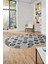Etnik Baskılı Kaymaz Taban Yıkanabilir Modern Oval Yolluk Salon Halısı O-Modern-99-Gri 2