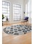 Etnik Baskılı Kaymaz Taban Yıkanabilir Modern Oval Yolluk Salon Halısı O-Modern-99-Gri 4