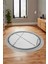 Renkli Modern Kilim Desen Kaymaz Yıkanabilir Yuvarlak Mutfak Salon Halısı Y-Modern-76-Gri 2