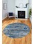 Modern Etnik Desen Dijital Kaymaz Yıkanabilir Yuvarlak Mutfak Salon Halısı Y-Modern-30-Mavi 5