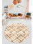 Baskılı Kaymaz Yıkanabilir Kilim Desen Yuvarlak Mutfak Halısı Salon Halısı Y-Modern-57-Bej 1