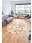 Baskılı Kaymaz Yıkanabilir Kilim Desen Yuvarlak Mutfak Halısı Salon Halısı Y-Modern-57-Bej 2