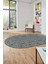 Kilim Desen Baskılı Kaymaz Taban Yıkanabilir Modern Oval Yolluk Salon Halısı O-MODERN-108-MAVİ 1