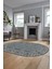 Kilim Desen Baskılı Kaymaz Taban Yıkanabilir Modern Oval Yolluk Salon Halısı O-MODERN-108-MAVİ 5