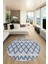 Modern Kilim Desen Dijital Kaymaz Yıkanabilir Yuvarlak Mutfak Salon Halısı Y-Modern-92-Mavi 4
