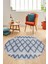 Modern Kilim Desen Dijital Kaymaz Yıkanabilir Yuvarlak Mutfak Salon Halısı Y-Modern-92-Mavi 5