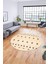 Baskılı Kaymaz Yıkanabilir Şık Kilim Desen Yuvarlak Mutfak Halısı Salon Halısı Y-Modern-65-Krem 1