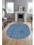 Sade Desen Baskılı Kaymaz Taban Yıkanabilir Modern Oval Yolluk Salon Halısı O-MODERN-110-MAVİ 4