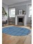 Sade Desen Baskılı Kaymaz Taban Yıkanabilir Modern Oval Yolluk Salon Halısı O-MODERN-110-MAVİ 5