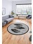 Baskılı Kaymaz Yıkanabilir Modern Yaprak Desen Yuvarlak Mutfak Salon Halısı Y-Modern-41-Siyah 3