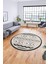 3D Kaymaz Yıkanabilir Şık Kilim Desen Yuvarlak Mutfak Halısı Salon Halısı Y-Modern-68-Krem 1