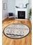 3D Kaymaz Yıkanabilir Şık Kilim Desen Yuvarlak Mutfak Halısı Salon Halısı Y-Modern-68-Krem 2