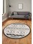 3D Kaymaz Yıkanabilir Şık Kilim Desen Yuvarlak Mutfak Halısı Salon Halısı Y-Modern-68-Krem 4