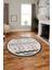 3D Kaymaz Yıkanabilir Şık Kilim Desen Yuvarlak Mutfak Halısı Salon Halısı Y-Modern-68-Krem 5