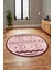 3D Kaymaz Yıkanabilir Şık Kilim Desen Yuvarlak Mutfak Halısı Salon Halısı Y-Modern-68-Pembe 3
